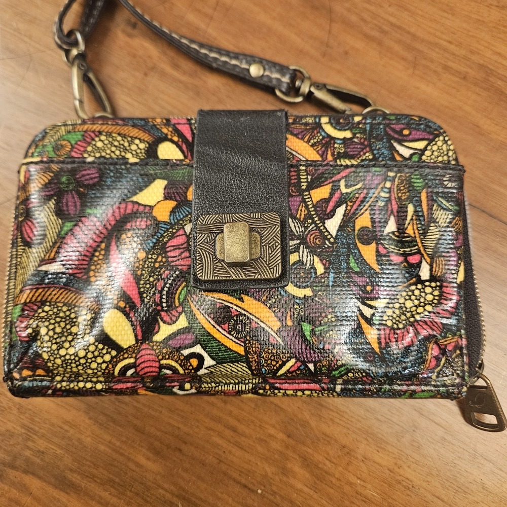Sakroots Crossbody Wallet Peace Floral Colorful Bohemian Zip Around Button - Picture 2 of 6